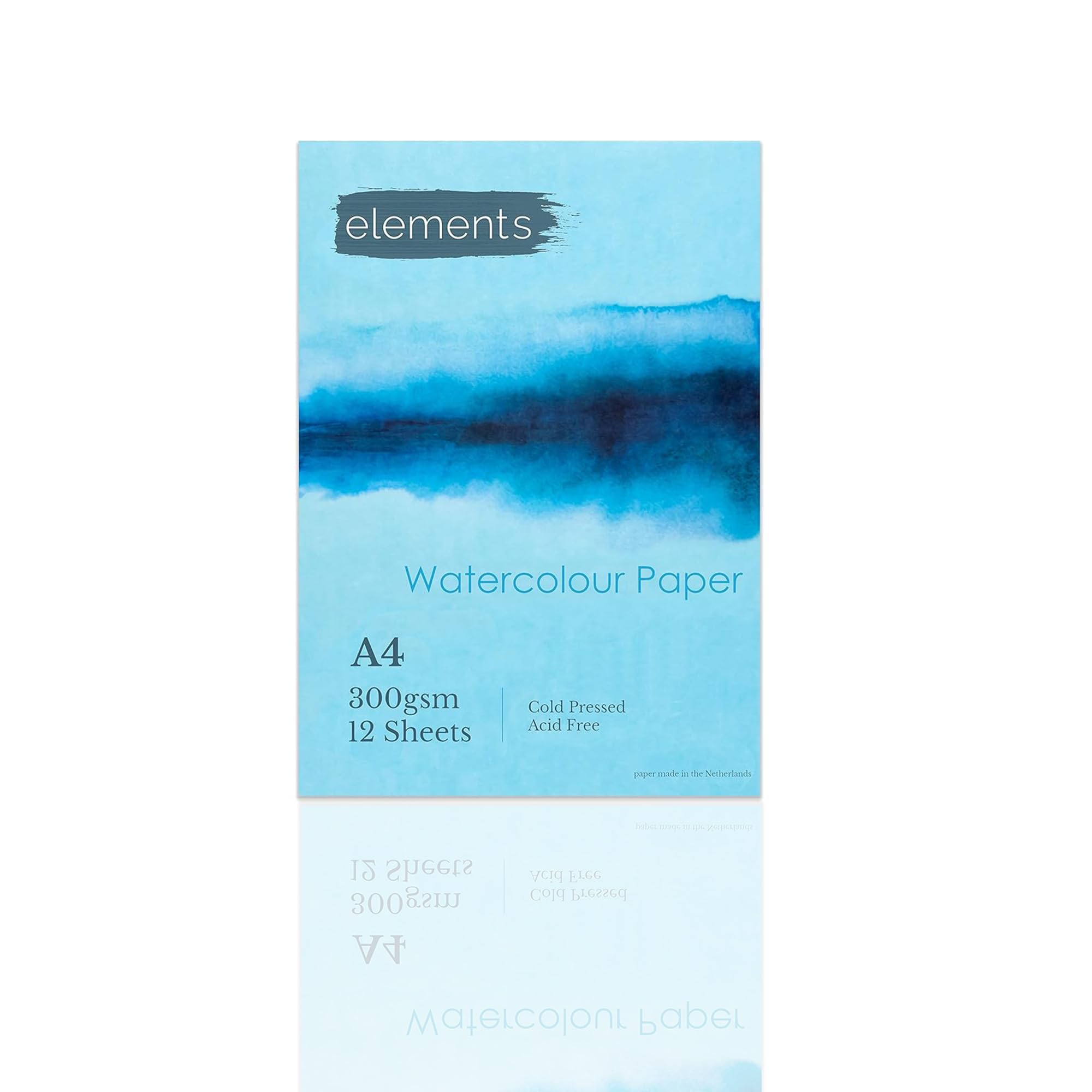Elements A4 Watercolour Book Glue Bound Artist Watercolour Paper Pads, Cold Pressed (300gsm/140lb), Acid-Free, 12 Sheets for Water Painting - A4