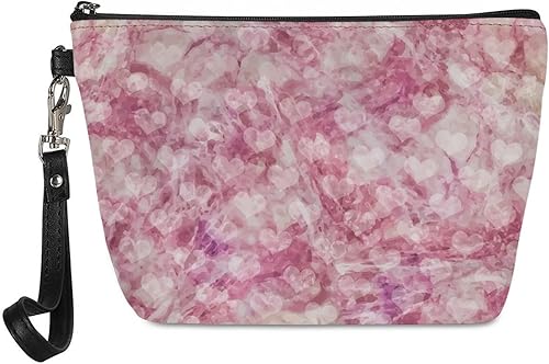 Miniatura 10 de Horeset Love You Print - Bolsa de cosméticos para el día de San Valentín, bolsa de maquillaje de cuero de alta capacidad, bolsa de aseo portátil,