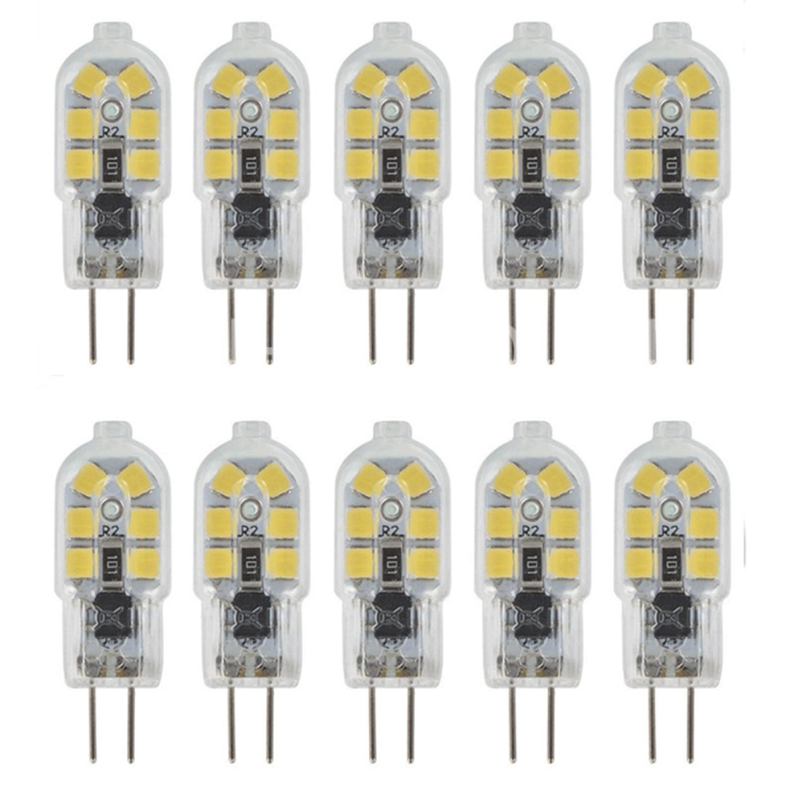 PRIOKNIKO G4 Light Bulb AC 220V LED Spotlight Chandelier Lighting Replace 20w Halogen Lamp(10 of Pack),Transparent,Cool White (6000K-6500K)