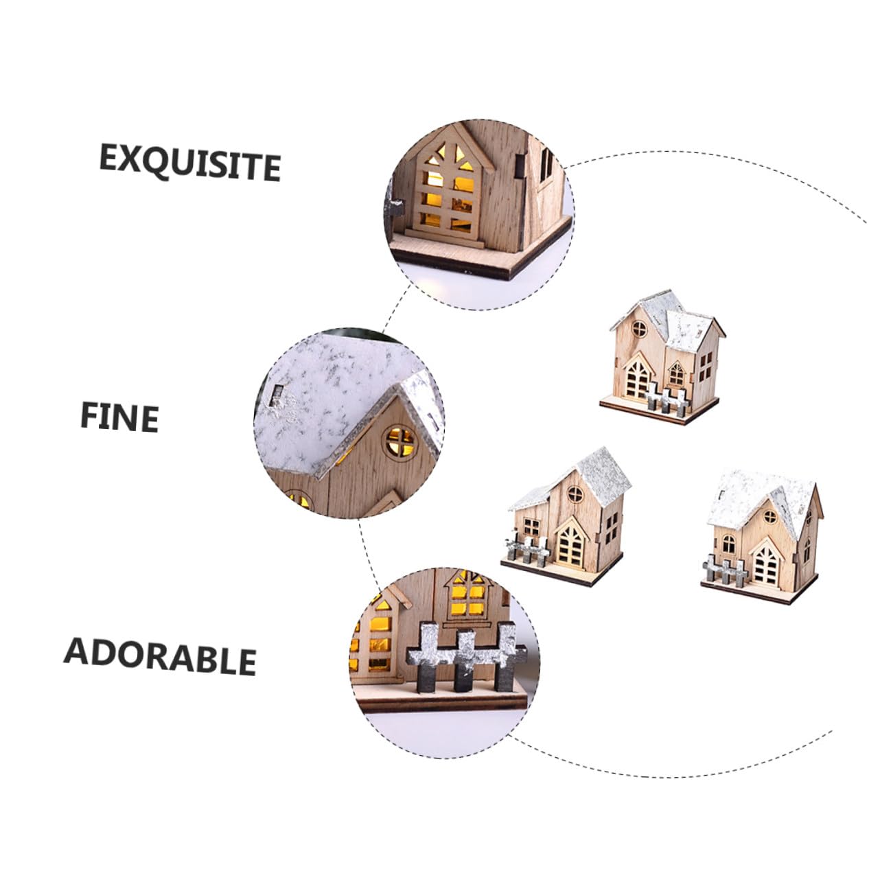 KOMBIUDA 3pezzi Case Natalizie in Legno Luminose Con Base Stabile Decorazioni Da Tavolo Per Festa Di Natale Atmosfera Festiva