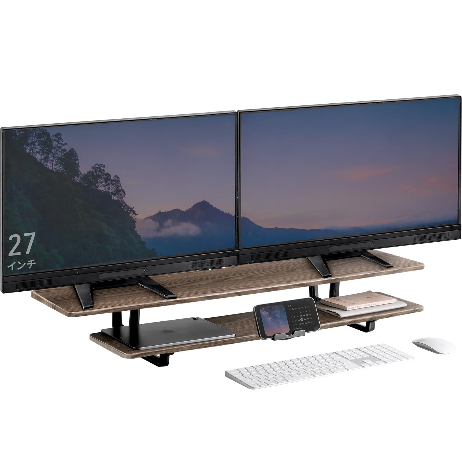 Amazon.co.jp: イーサプライ モニター台 2段 机上ラック 卓上 木製 幅