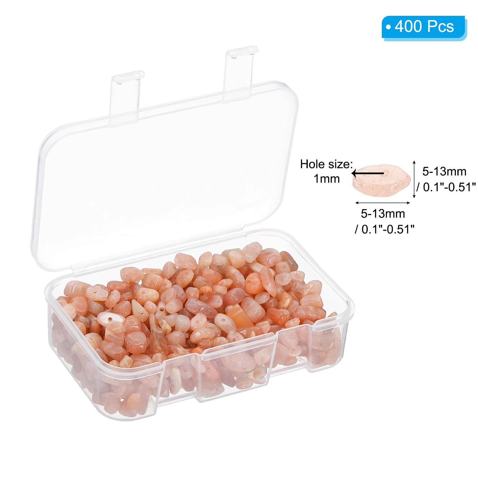 PATIKIL Chip Stone Natural Rock Beads Loose Gemstone Beads Drilled Strand for Jewelry Craft Making 400pcs, Light Orange - Image 2