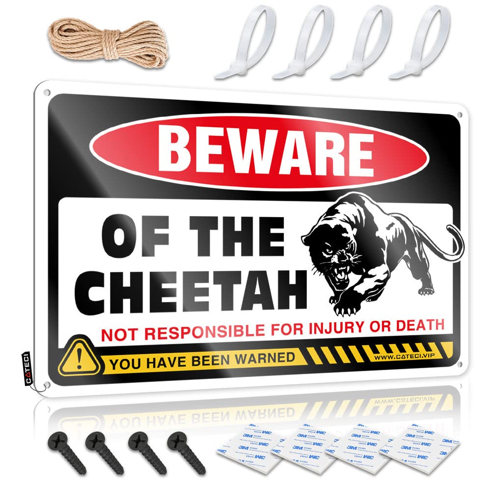 Retro Playroom Posters - Beware Of Cheetah Accessories Rustic Wall Hanging(30X40CM)