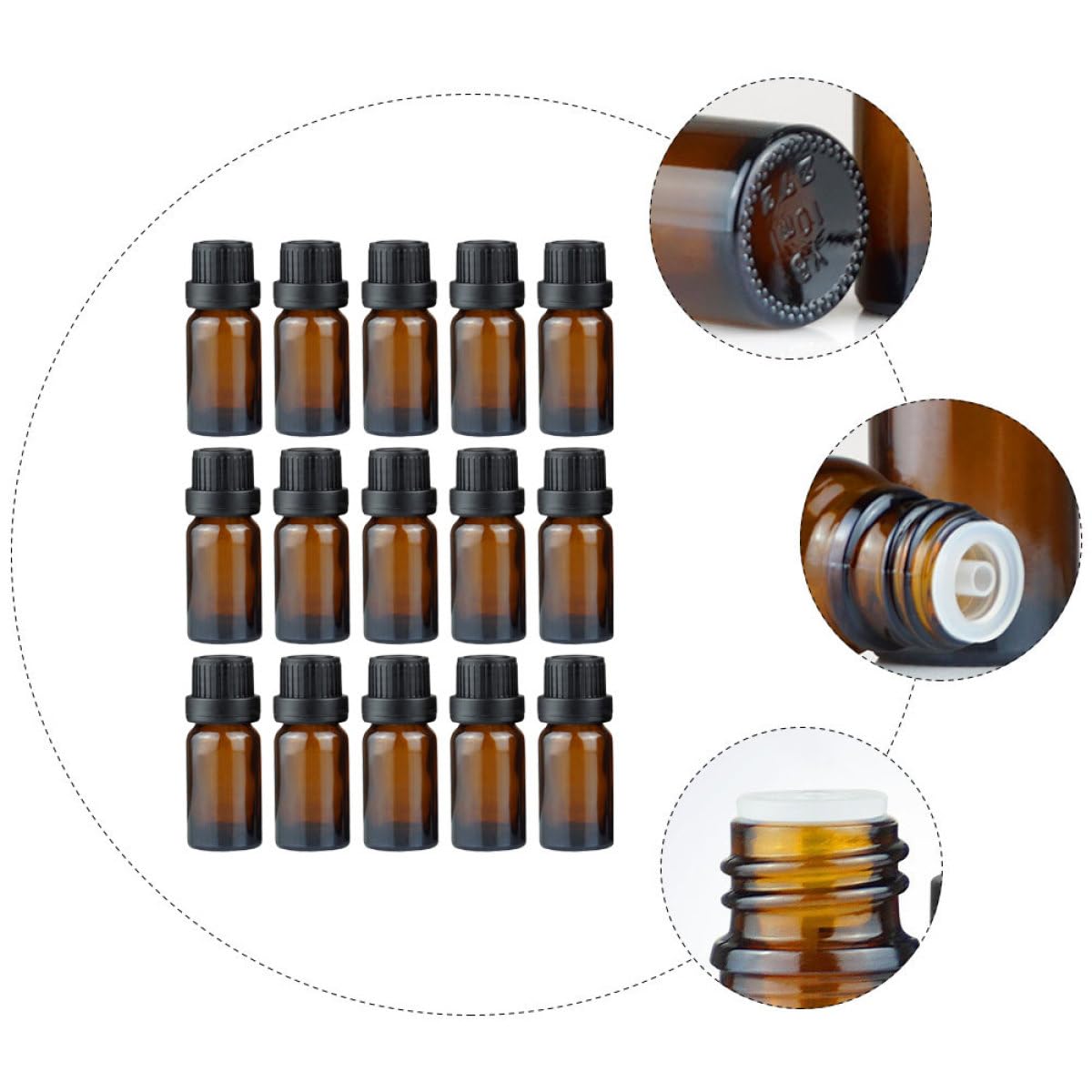15ml Parfümflasche aus Glas, Braun, Nachfüllbar, 20 Stück | Kosmetikflasche für Unterwegs, Kleine Fläschchen zum Befüllen, für Ätherische Öle und Make Up