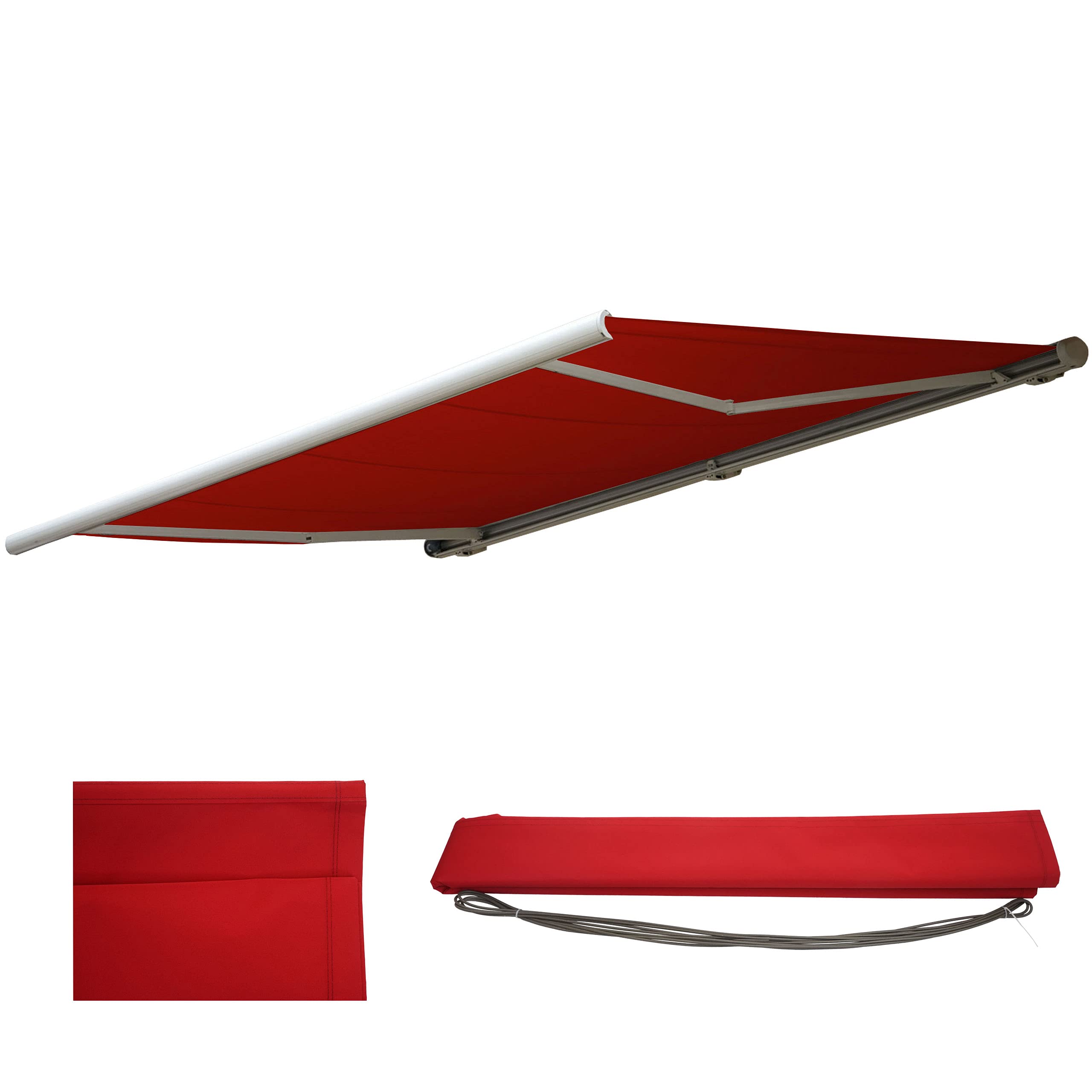 Mendler Ersatz-Bezug für Markise T124, Vollkassette Ersatzbezug Sonnenschutz 5x3m - Polyester Bordeaux-rot