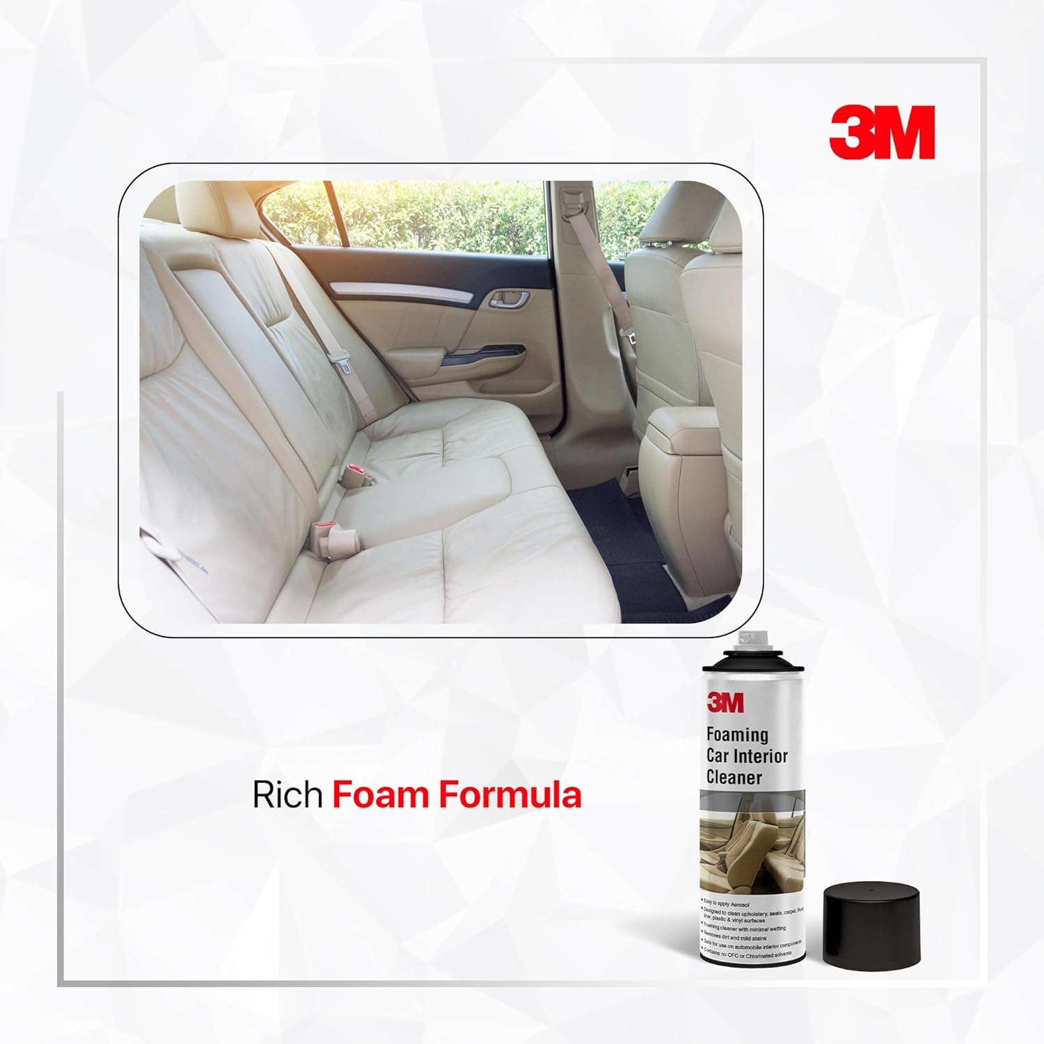 3M Foaming Car Interior Cleaner, Upholstery & Leather Cleaner, Removes Tough Stains & Dirt Inside Your car (290g Each, Pack of 2) - Image 5 thumbnail