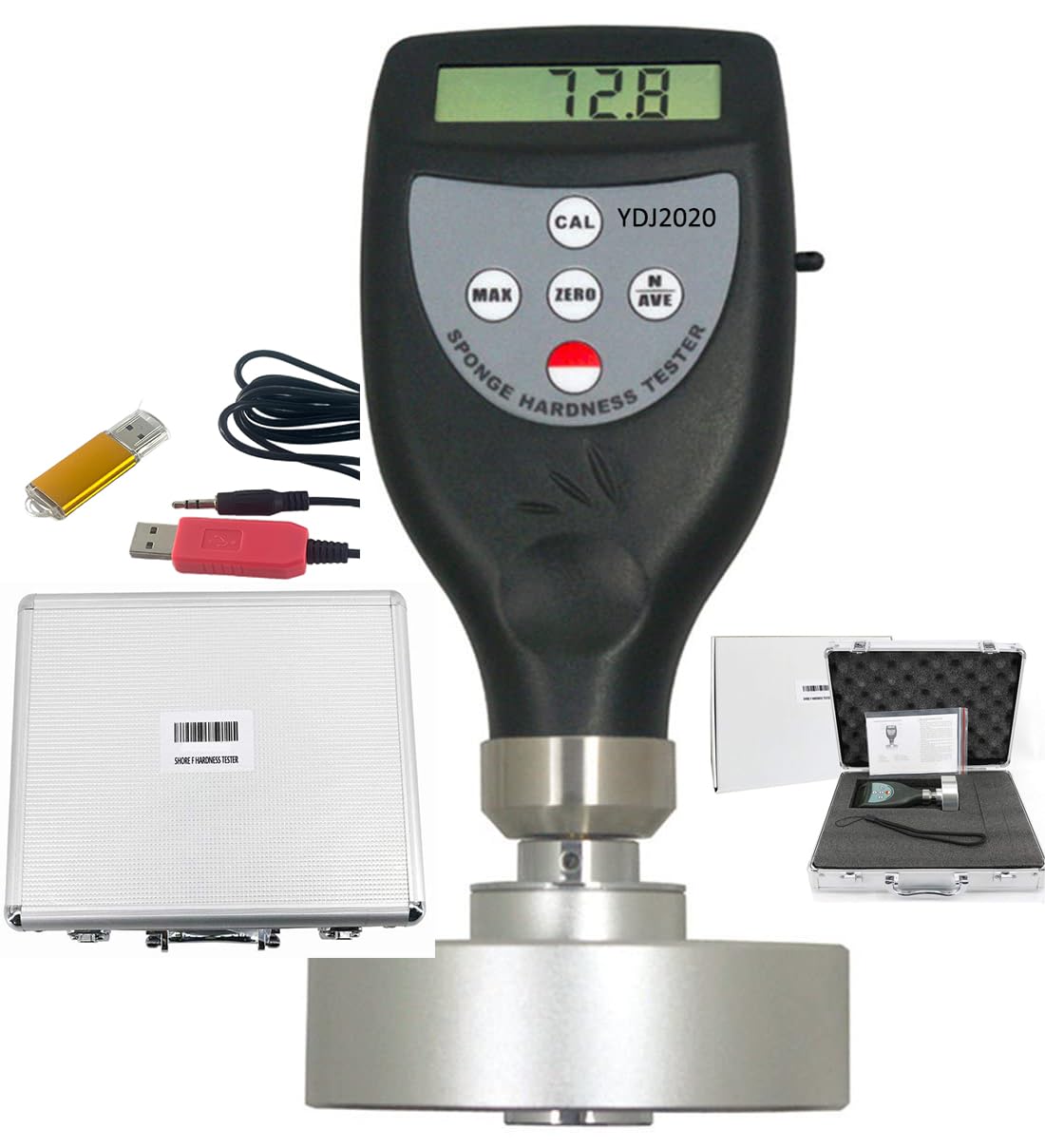 VTSYIQI Shore F Hardness Tester Digital Shore Hardness Tester Sponge Durometer with Range 0~100HF for Testing Soft Cellular Materials USB Interface