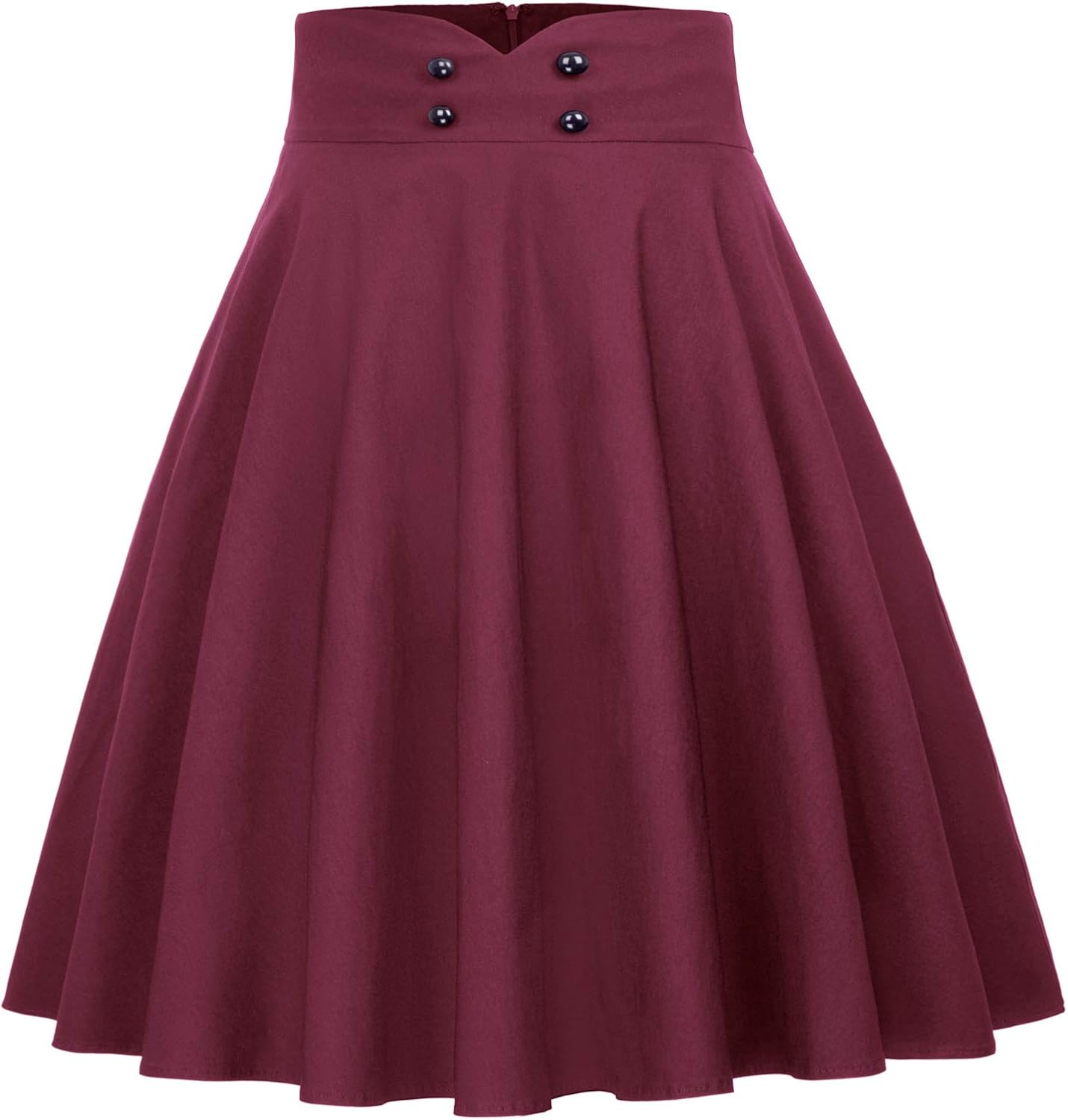 Belle Poque Women's High Waist A-Line Pockets Skirt Flared Button Midi Skirt