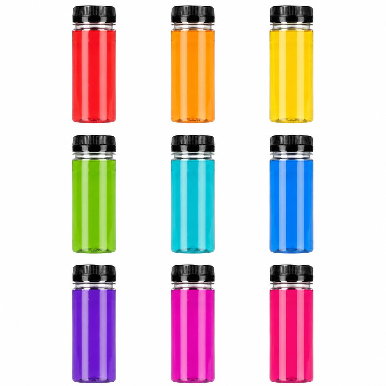 Tec Clear With Black Lids Juice Bottles With Lids 100Ml Mini Shot Bottle 30% Recycled