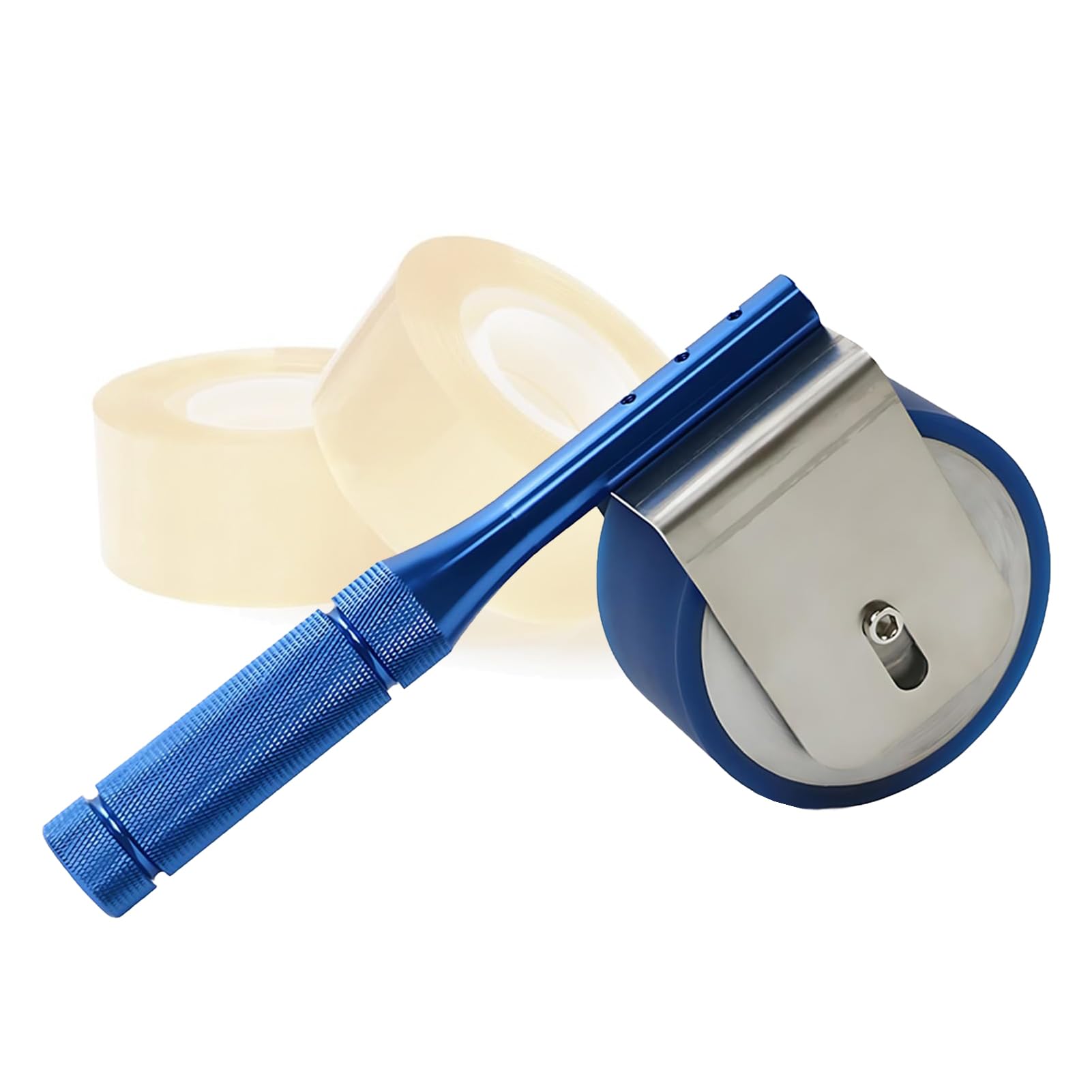 Rodillo Presión Manual Estándar 2 kg, Herramienta Prueba Adhesivo Azul, Mango Diamante Acero Inoxidable Antideslizante, Eje Rodillo Goma Suave para Envoltura Automotriz