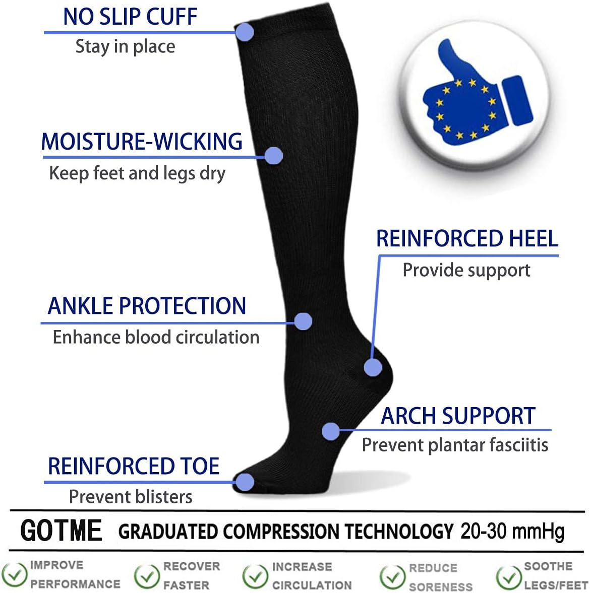3 Pairs Copper Compression Socks - Compression Socks for Women & Men Circulation - Best for Medical Running Nurses（S/M)