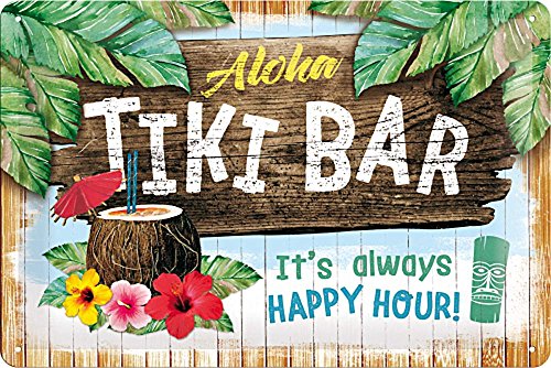 Nostalgic-Art Cartel de Chapa Retro Tiki Bar – Idea de Regalo para los Aficionados a los cócteles, metálico, Diseño Vintage Decorativo, 20 x 30 cm