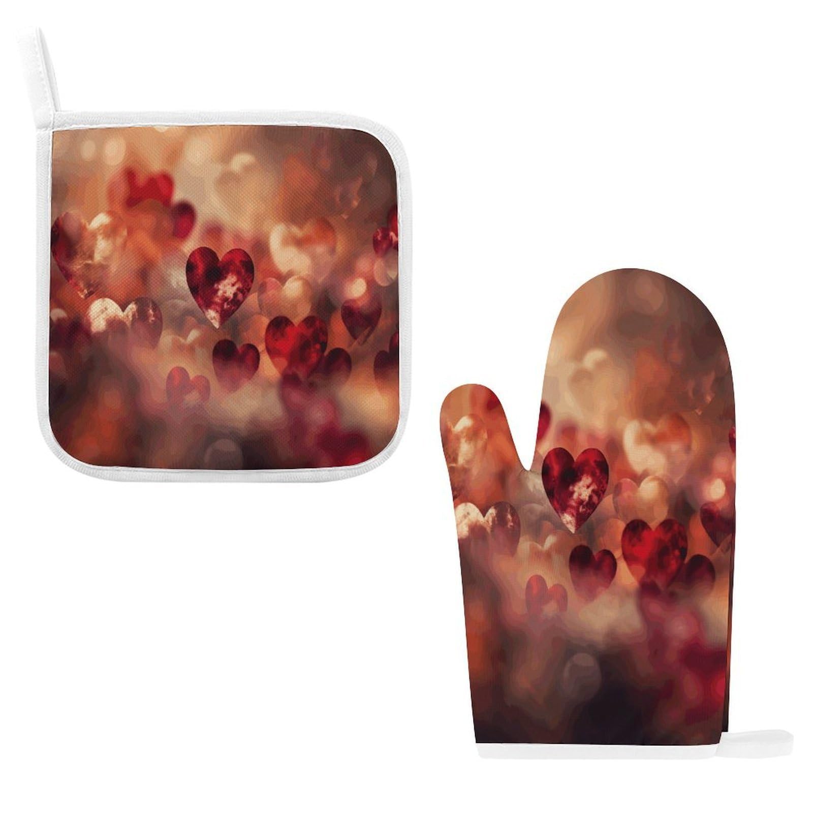 Btcowzrv Style Heart Display Oven Mitts And Pot Holders 2Pcs Set