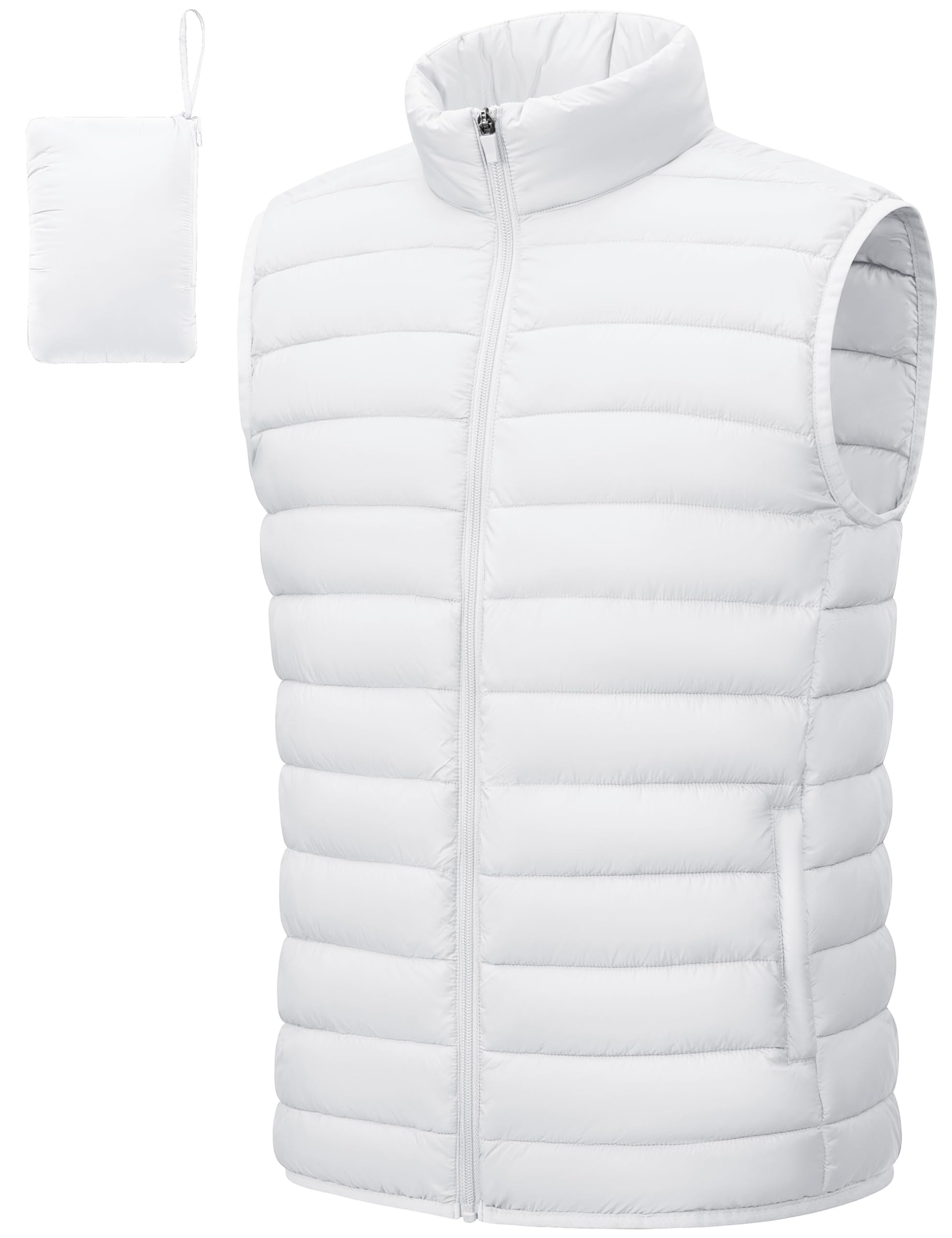 Cotrasen Mens Lightweight Packable Insulated Puffer Winter Outerwear Vests | Water resistant, windproof, winter zipper quilted, warm outdoor sleeveless casual jacket for travel running golf hiking