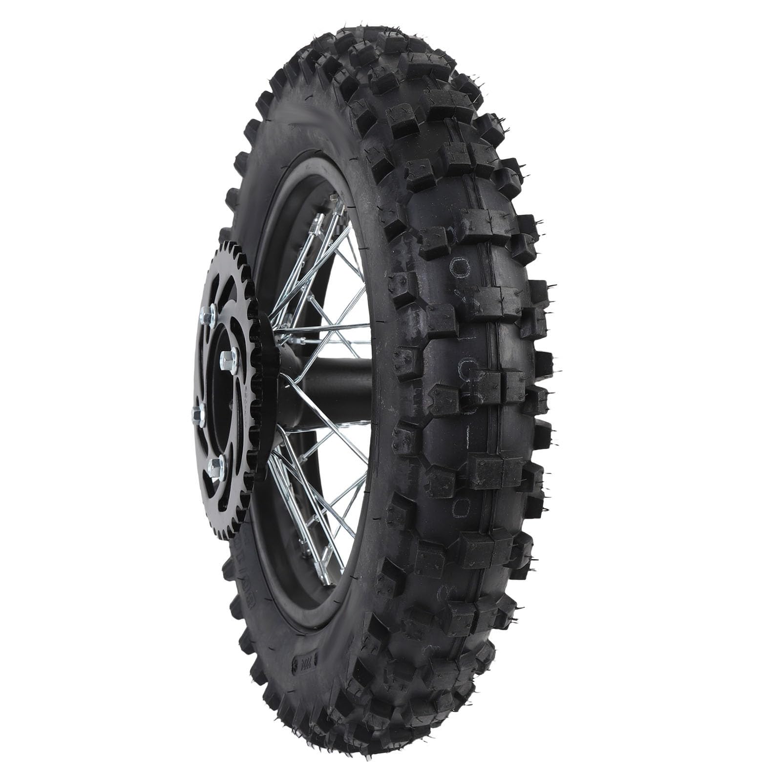 Keenso Conjunto de Neumático de Llanta de Rueda Trasera de 10 Pulgadas, 80 100 10 3.00 10 Diseñado con Precisión para Motos de Cross, con Eje de 12 Mm, Rotor de Freno de 190 Mm, Piñón