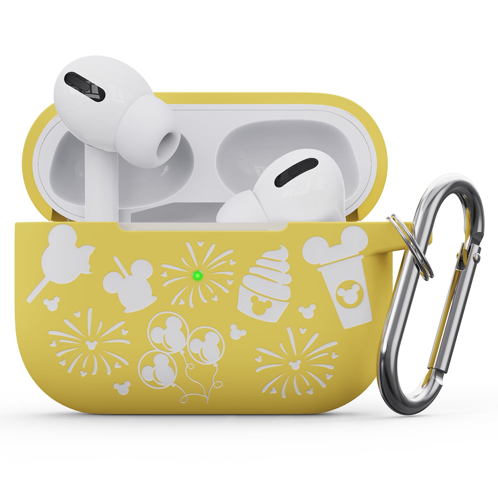 Bonita funda grabada de dibujos animados para AirPods Pro de 2ª generación de 1ª generación/funda para AirPod Pro, funda protectora completa de silicona suave, luz LED frontal visible,