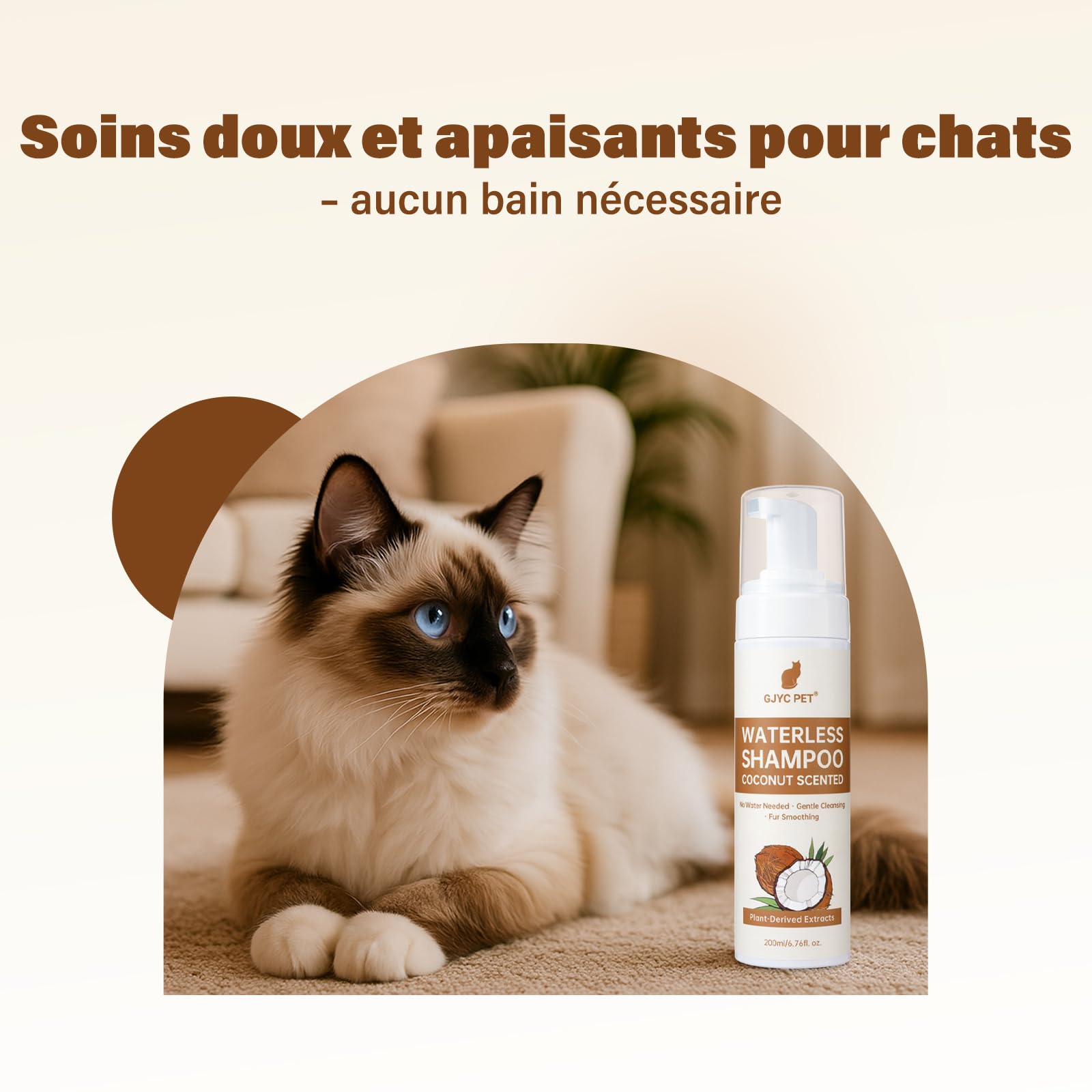 Shampoing Sec pour Chats – 200 ML, Parfum Noix de Coco, pH Neutre pour la Peau, nettoie et Prend Soin en Douceur, démêle et Hydrate – Convient aux Peaux sensibles