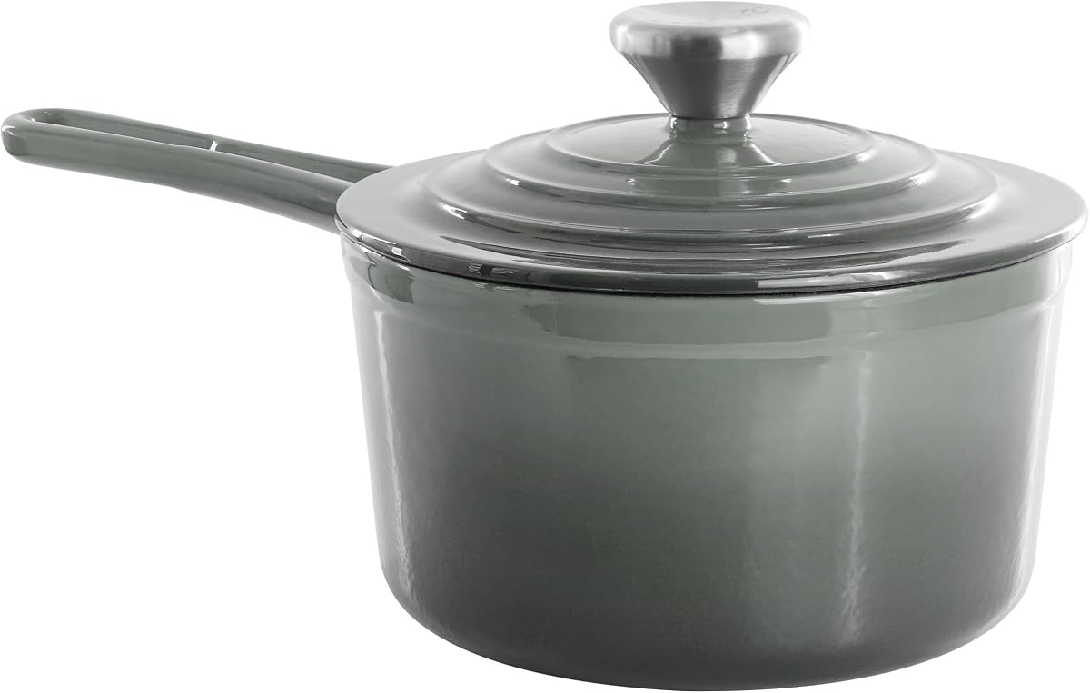 MegaChef 2 Quart Enameled Cast Iron Sauce Pan in Gradient Gray
