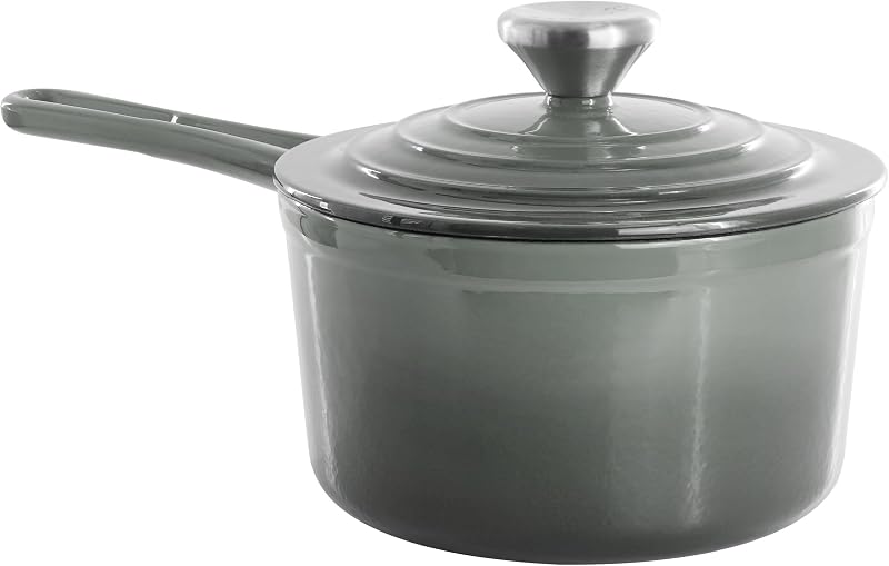 MegaChef 2 Quart Enameled Cast Iron Sauce Pan in Gradient Gray