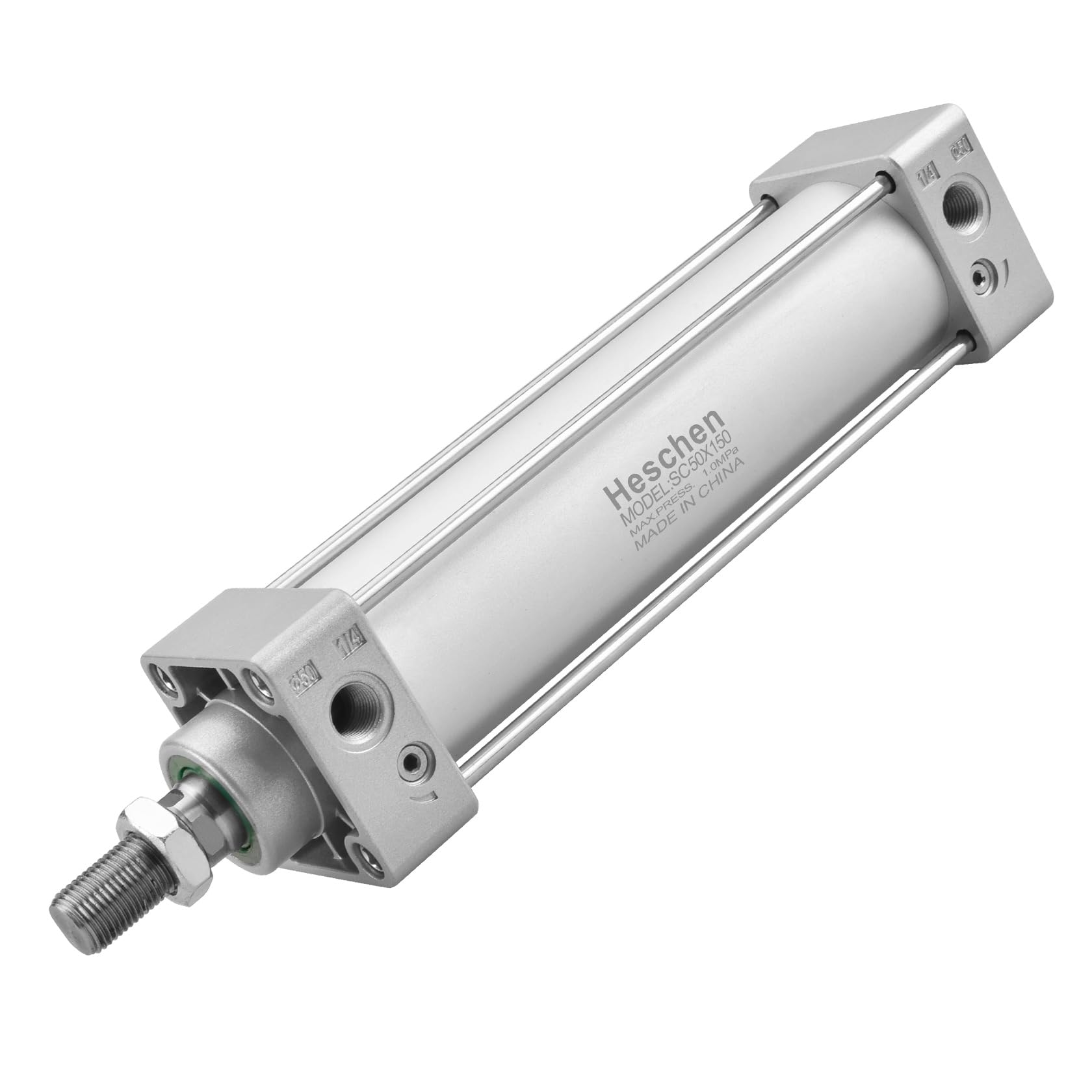 Heschen Silver Pneumatic Standard Cylinder, Sc 50-150, Pt1/4'' Port, 50Mm Bore, 150Mm Stroke, Double Acting