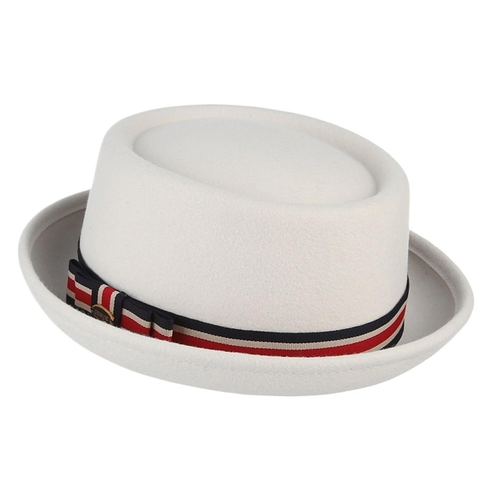 Pork Pie Hut Pork Pie Hut aus Wollfilz, Damen und Herren, Porkpie-Hut, Gebogene Krempe, Pie-Wollhut, Unisex, Herbst-Winter-Fedora-Hut Für die Party