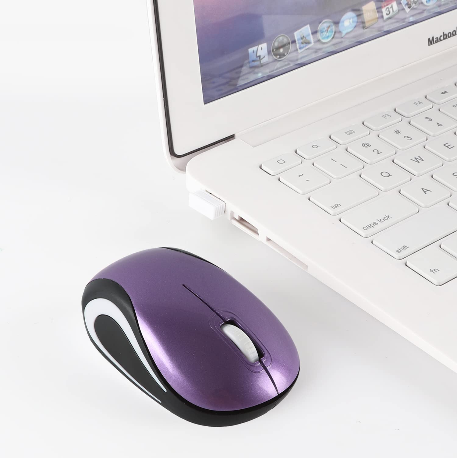 Wireless Mouse-Cute Mini Computer Mouse for Laptop-Small Size Pocket Portable Compact Travel USB Optical Mice 3 Buttons 1000 DPI Cordless Mouse for PC Computer Notebook MacBook Kids Girl Gift(Purple)
