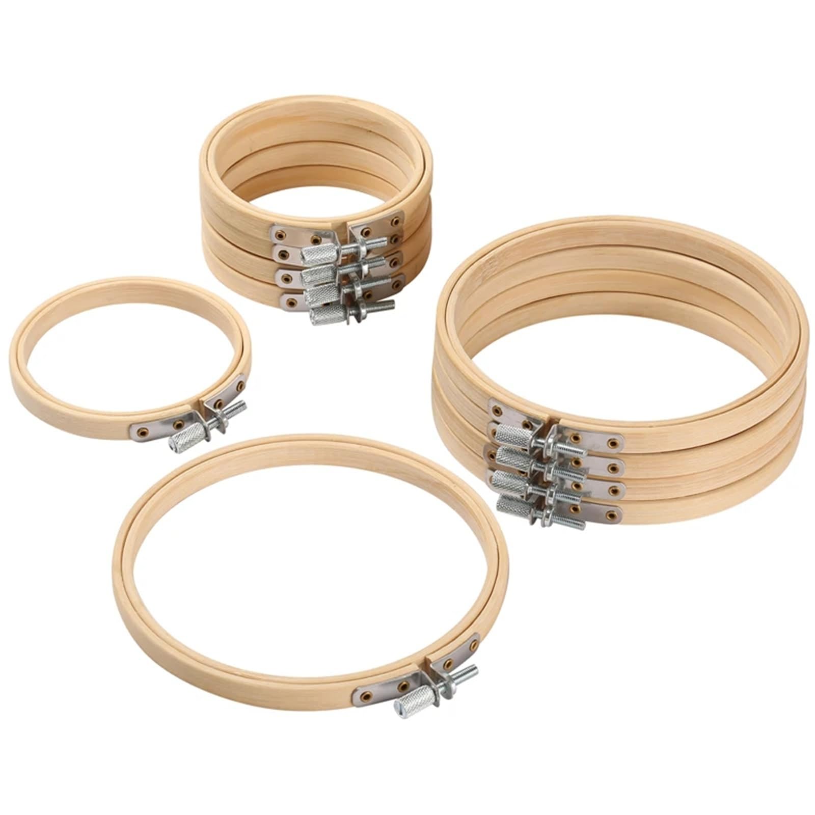 MRKU Soporte para Bastidor de Bordado DIY, Kit de Costura para Punto de Cruz, Anillo de 8-26 cm, Juego de Marcos de Madera, Anillos para Herramientas de Manualidades con Aguja, Anillo Circular