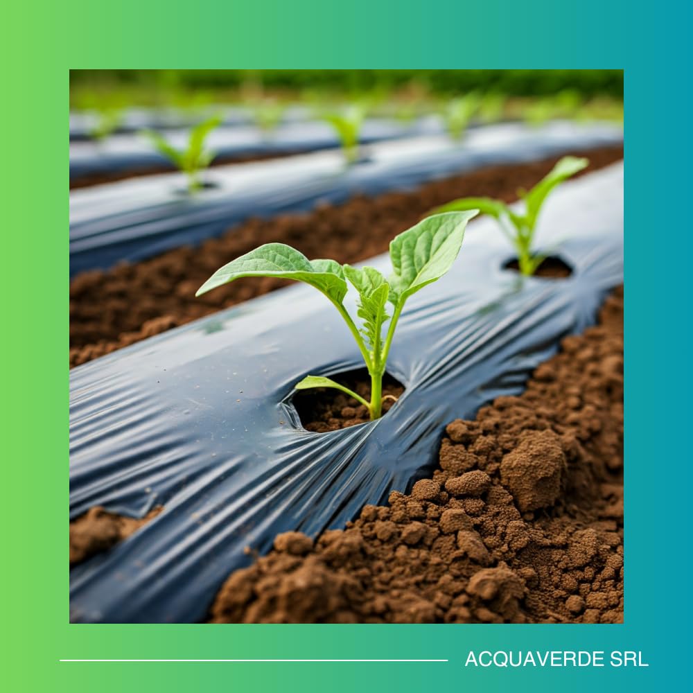 acquaverde | Telo Pacciamatura Antierbacce in Polietilene, Film Pacciamante Nero, Professionale, per Giardinaggio, Orto, Protezione Contro Erbacce, Resistente, Impermeabile (1 x 200 m = 200 m²)