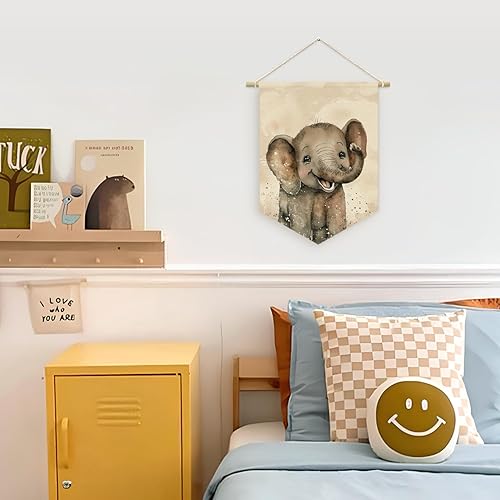 Miniatura 2 de Decoración de guardería de safari, pancarta de lienzo de acuarela de elefante, decoración de guardería de bosque, animal de acuarela para habitación