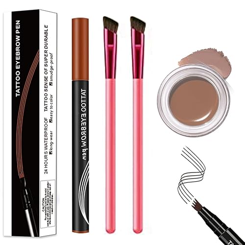Anjoize - Brocha para cejas, 2023, nuevo cepillo de sello de cejas 4D, kit de aseo doméstico laminado en 4D, bolígrafo de cejas Anjoize con gel para