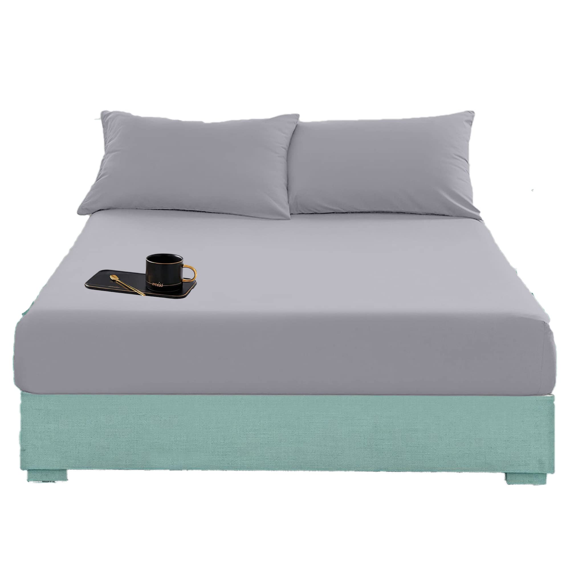 Fitted Bed Sheet Flannelette 100% Brushed Cotton Thermal Soft Plain Dyed Fitted Bed Sheet ...