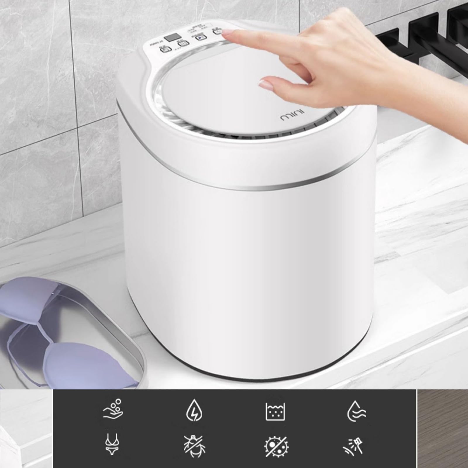 Vollautomatische tragbare Waschmaschine – Mini-Faltwaschmaschine und Schleudertrockner mit Ultraschall-Turbinenwäsche für Wohnungen, Schlafsäle, Camping und Wohnmobile