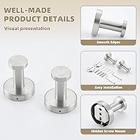 Vista 8 de APLusee Ganchos para toallas de baño de níquel cepillado, ganchos de acero inoxidable 304, paquete de 2 ganchos de toallas resistentes para baño