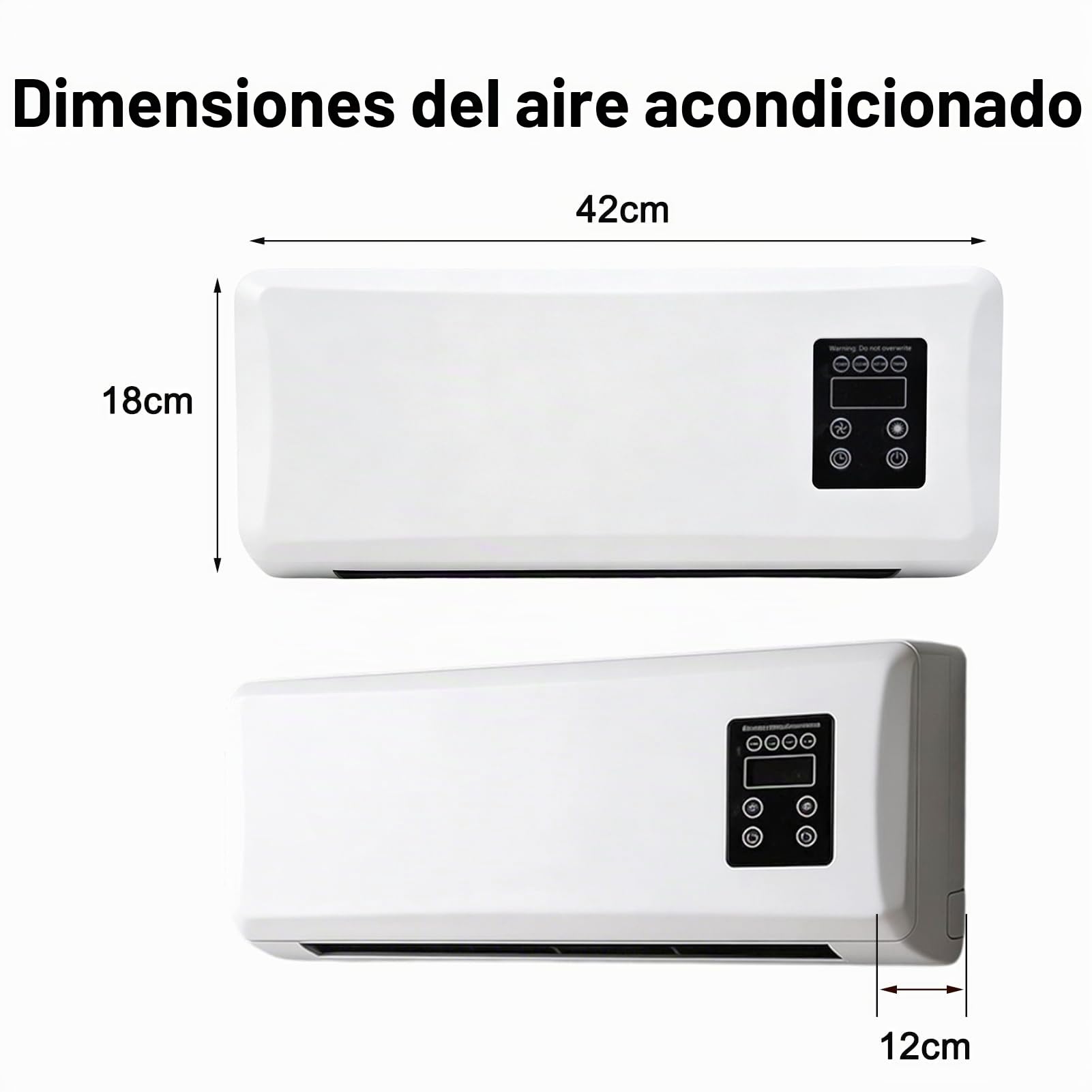 Acondicionador de Aire de Pared, 42x18x12cm, Ventilador Dual de Enfriamiento y Calefacción, Funcionamiento Silencioso, Diseño Ahorro de Espacio para Dormitorio Baño (Estándar UK Blanco)