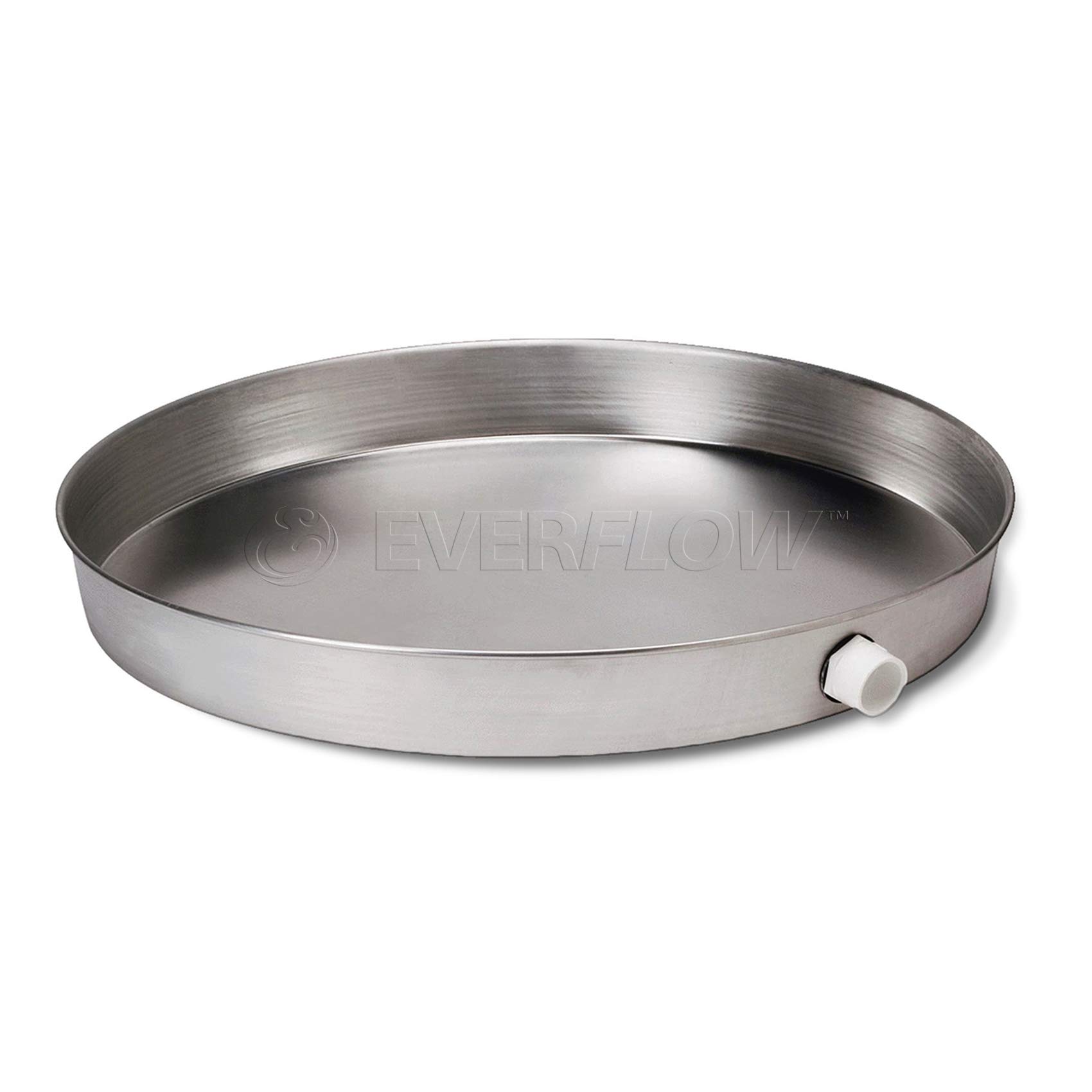 Everflow AWHP26 Aluminum Water Heater Drain Pan with 1 in. - 1-1/2 in. PVC Fitting, 26 in. Diameter Chrome
