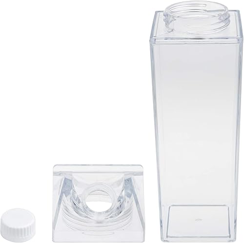 Miniatura 8 de yarlung Paquete de 6 botellas de agua de cartón de leche, caja de leche de plástico transparente de 17 onzas, botella de jugo cuadrada portátil para