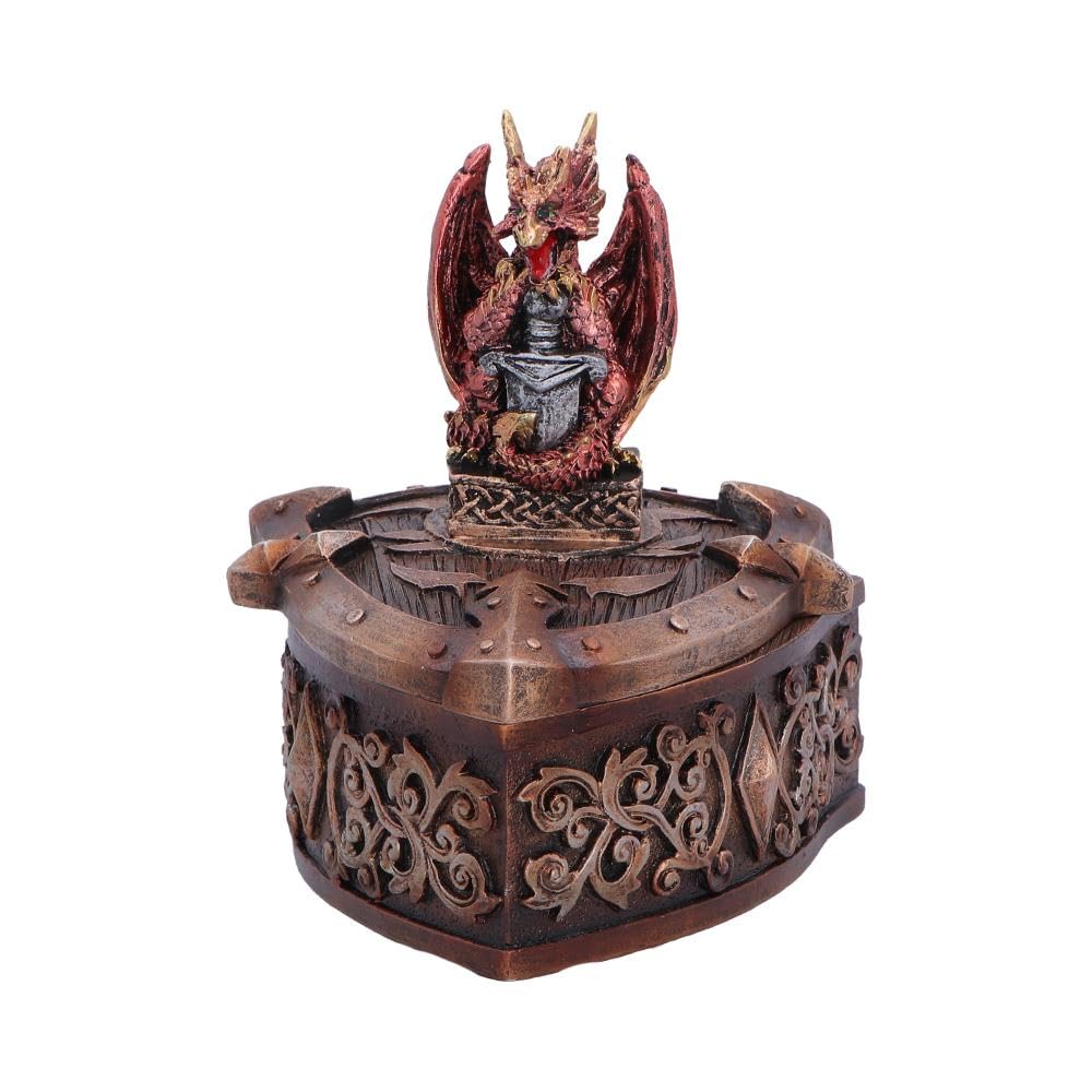 Hoard Defender Box Dragon Trinket Box 10.5cm – Fantasy Shield Storage Box (Red)