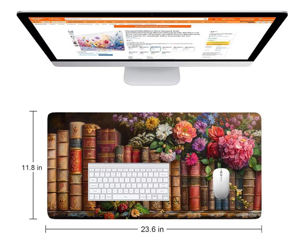 Podkładka pod mysz Książka Podkładka na biurko Chryzantema Mata na biurko 1600 x 800 x 3 mm, podkładka pod mysz z antypoślizgową gumową podstawą, zmywalna, zszyte krawędzie, podkładka pod mysz do gier