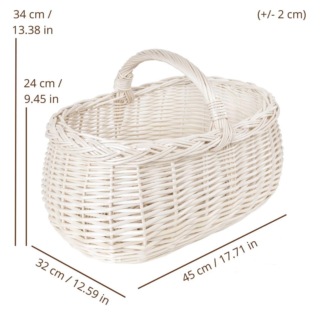 Cesto In Vimini Naturale 39x39x26cm - Leggero 0,6kg Per Spesa, Picnic E Raccolta Funghi