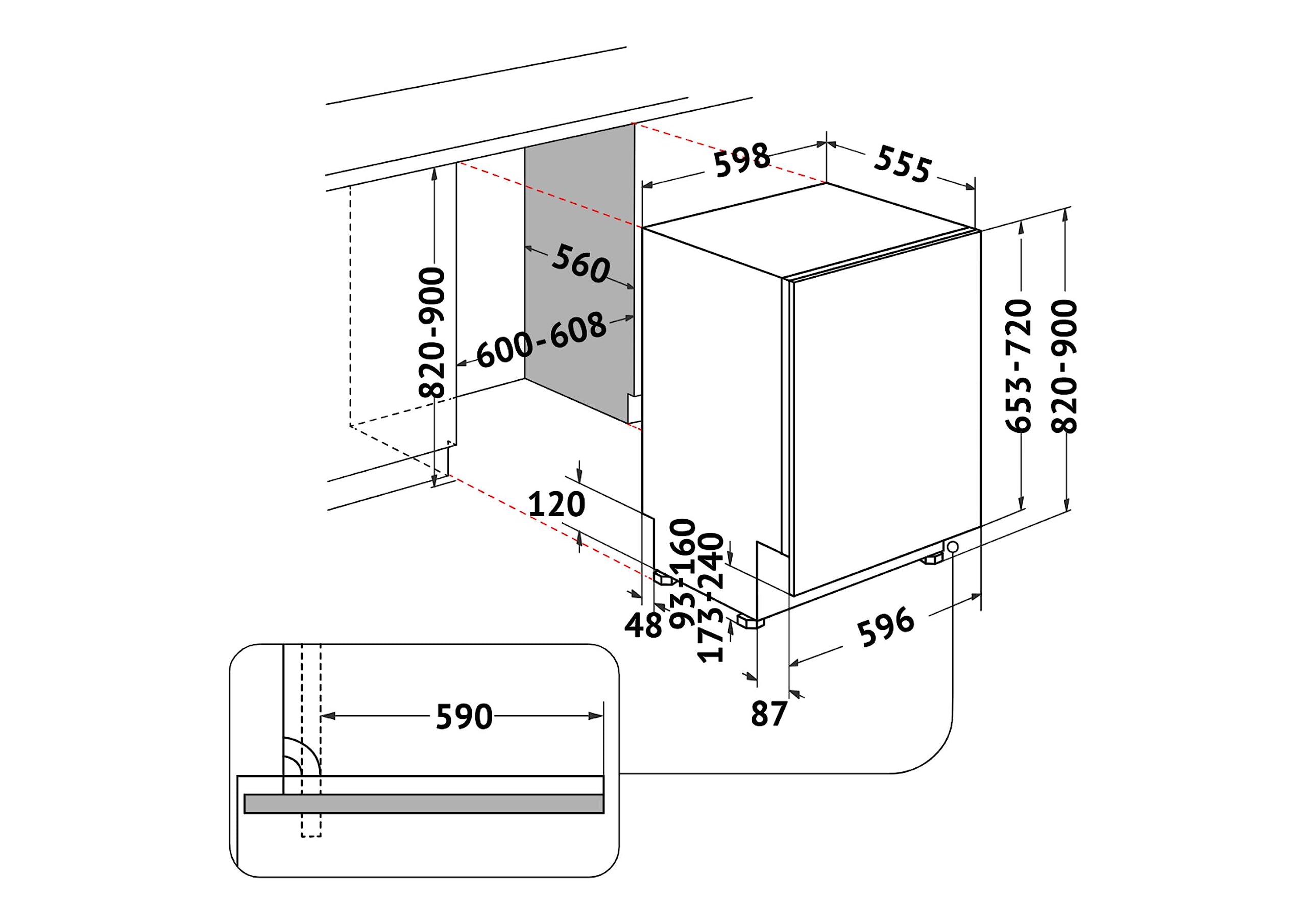 Bauknecht B2I HD526 A Vollintegrierbarer Geschirrspüler/60 CM/Hygiene-Programm/Vollwasserschutz/Startzeitvorwahl/ Selbstreinigungsprogramm