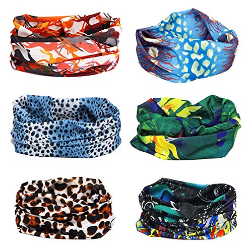 b.m.c BMC 6pk Flower Animal Print Multifunctional Seamless Head Bandana Scarf Wrap