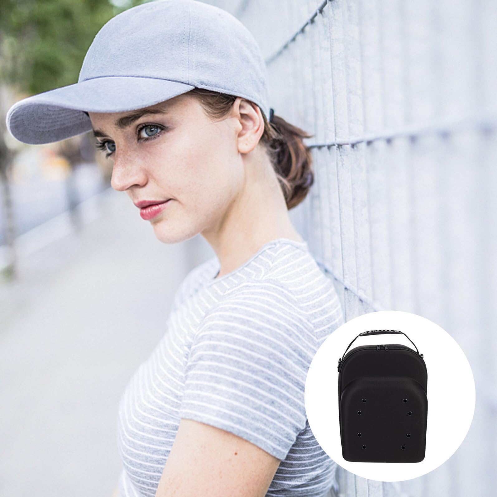 Estuche Rígido Negro de Eva para Guardar Gorras de Béisbol Asa, Transpirable y Portátil para Viaje y Almacenamiento Seguro