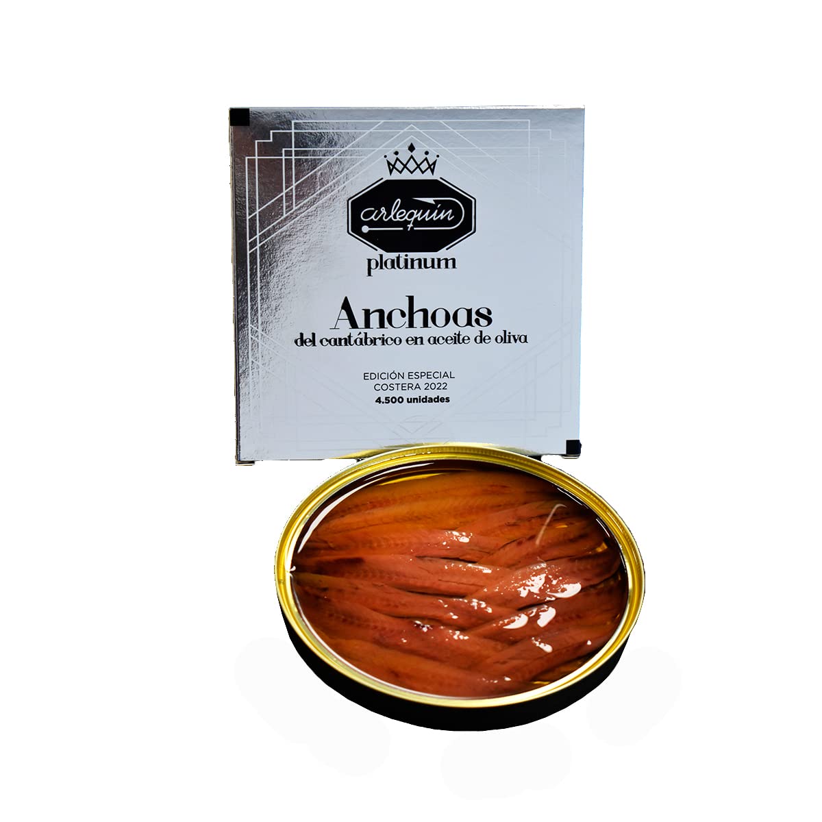 ARLEQUIN Serie Platinum Anchoa del Cantábrico, Elaborada a Mano en Santoña, en Aceite de Oliva (4 Latas (440 grs y 48 Filetes) - 4