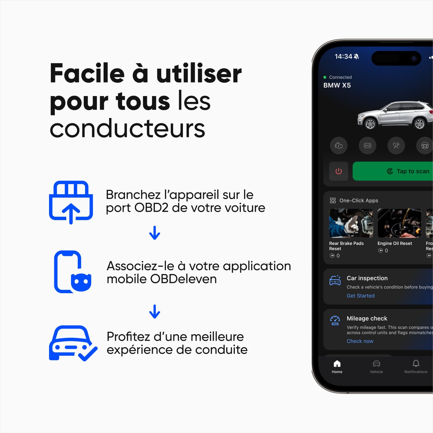 OBDeleven 3 Lecteur de Codes OBD2 Diagnostic Bluetooth Scanner Auto pour Utilisation Quotidienne et Avancée, iOS et Android (OBDeleven 3)