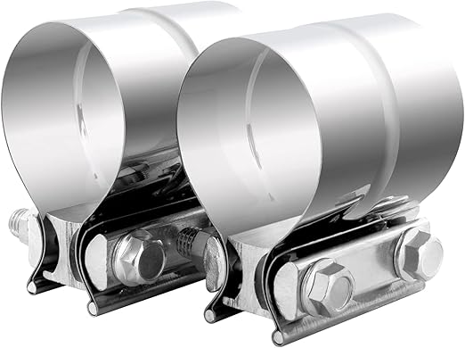 2.5 Inch Exhaust Clamp, 2 1/2 inch Lap Joint Exhaust Band Clamp Sleeve Coupler Stainless Steel (2Pcs)