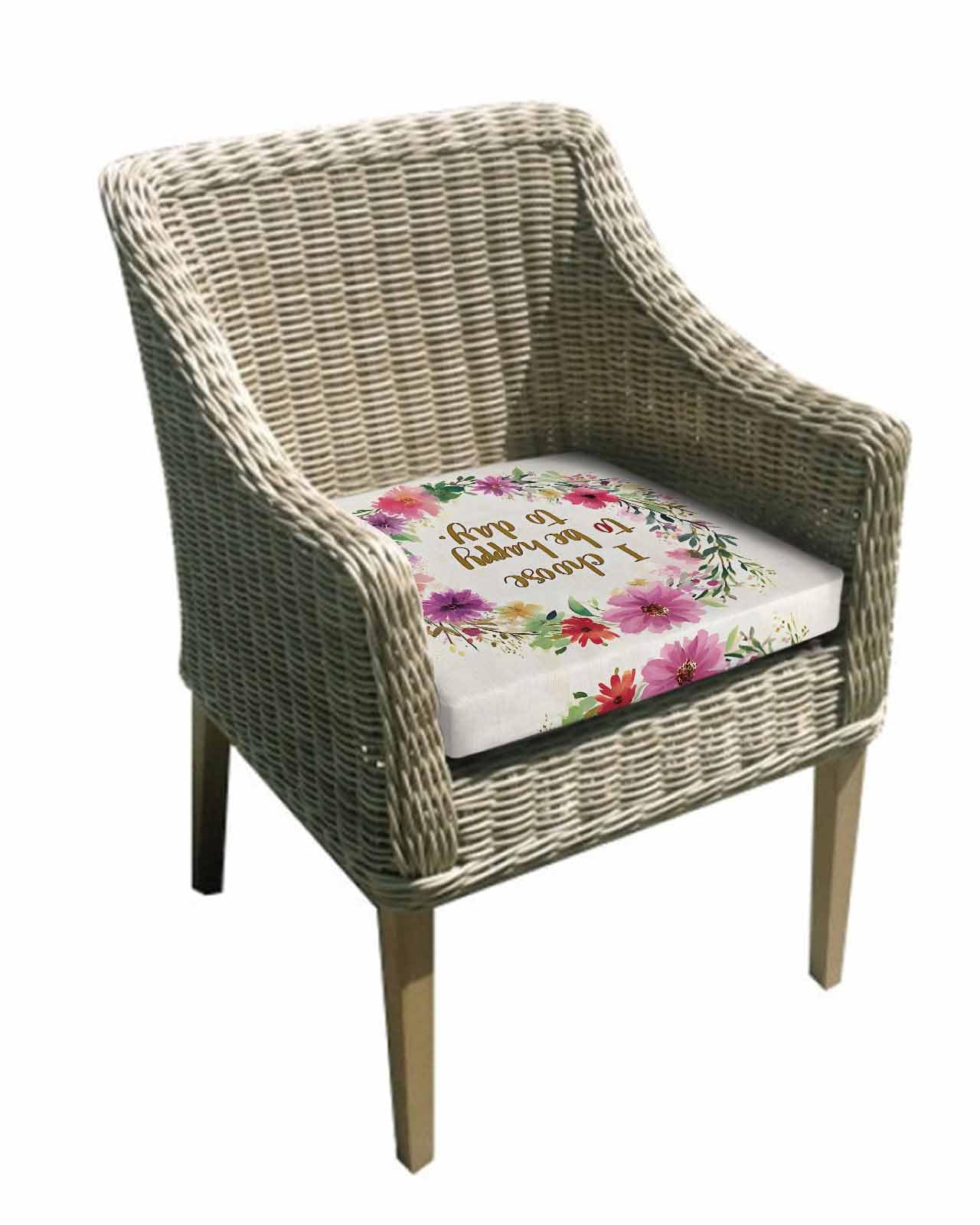 2 Pack Leaves Floral Wreath Waterproof Cushion Covers with Ties, Outdoor Patio Chaise Lounge Chair Seat Cushion Slip Covers Replacement(Only Cover) Happy Spring Botanical 22