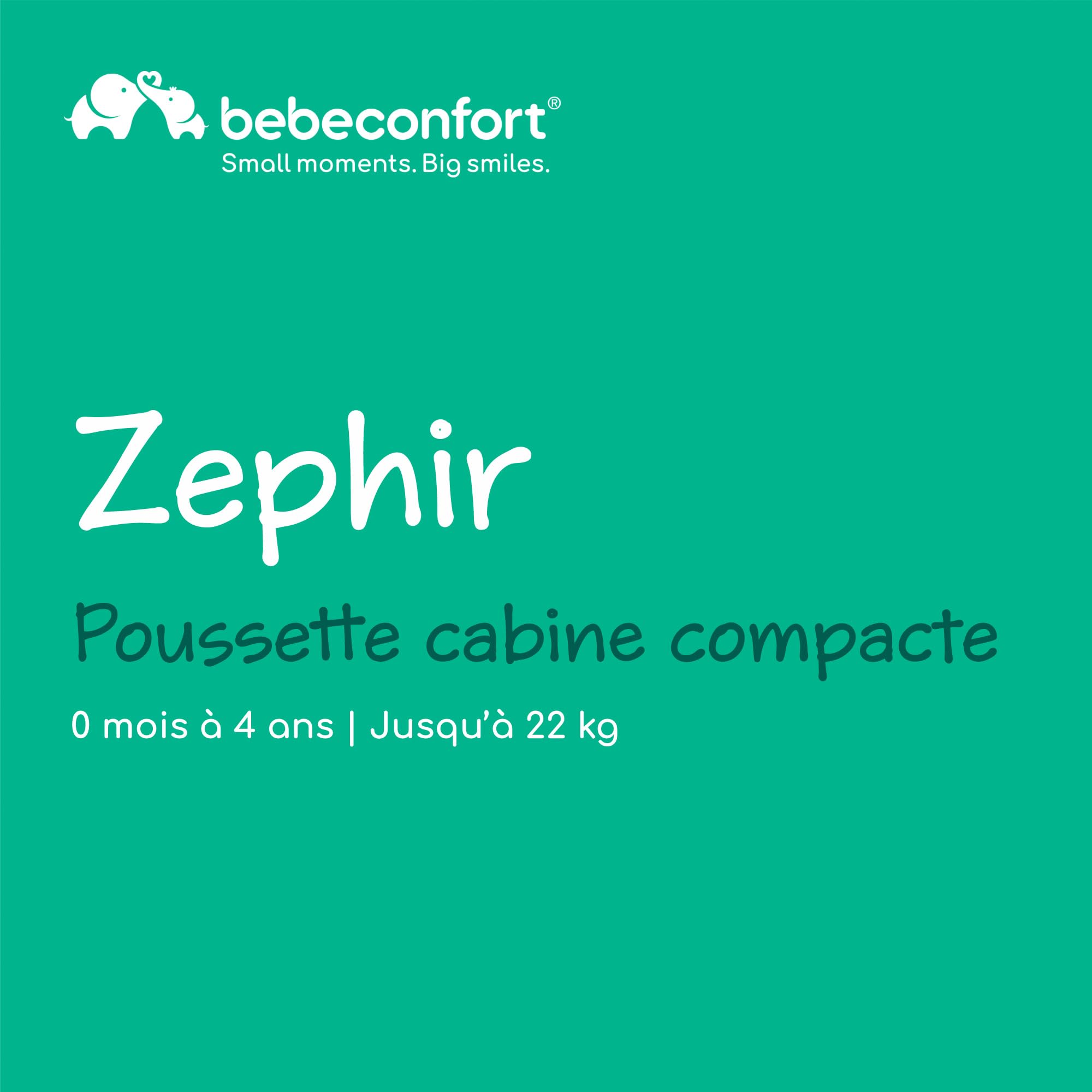 Bebeconfort Zephir, poussette bébé compacte, 0 à 4 ans (22 kg max.), poussette de voyage légère (5.6 kg), autorisée en bagage cabine, siège inclinable et position allongée, panier, Mineral Graphite