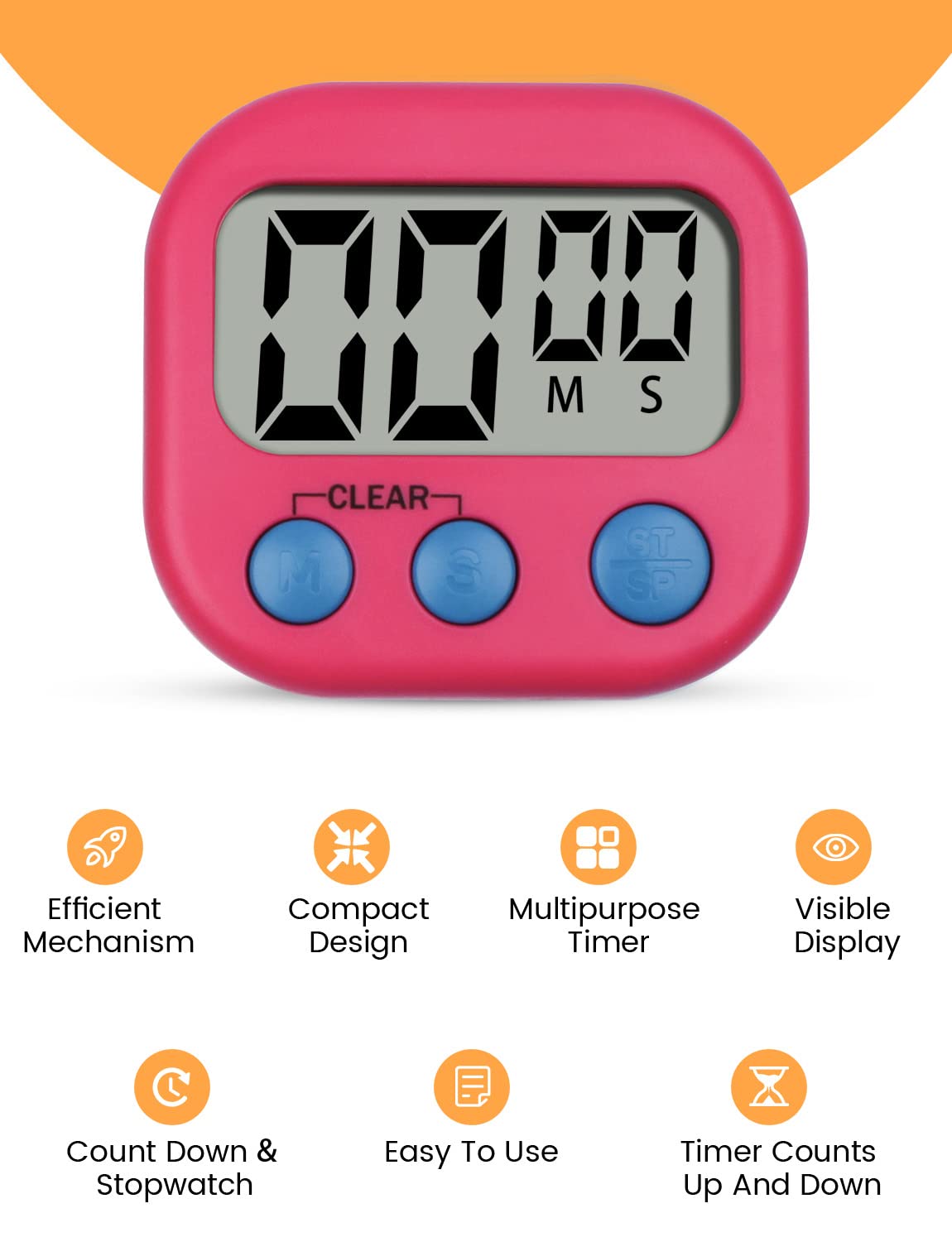 HENGBIRD 2 PCS Timer Digitale Da Cucina Mini Sveglia Digitale Con Timer Da Cucina Per Elettrodomestico Da Cucina Con Timer Da 100 Minuti - 8