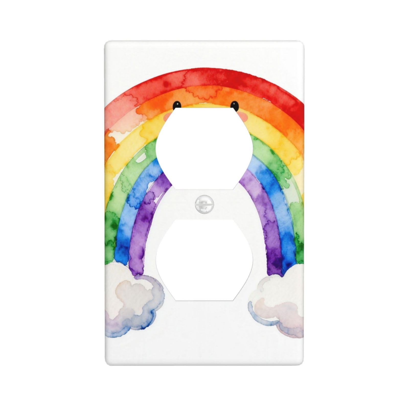 Smiling Rainbow Unbreakable Polycarbonate Switch Plate-1 Gang Screwless Wall Plate for Home Office