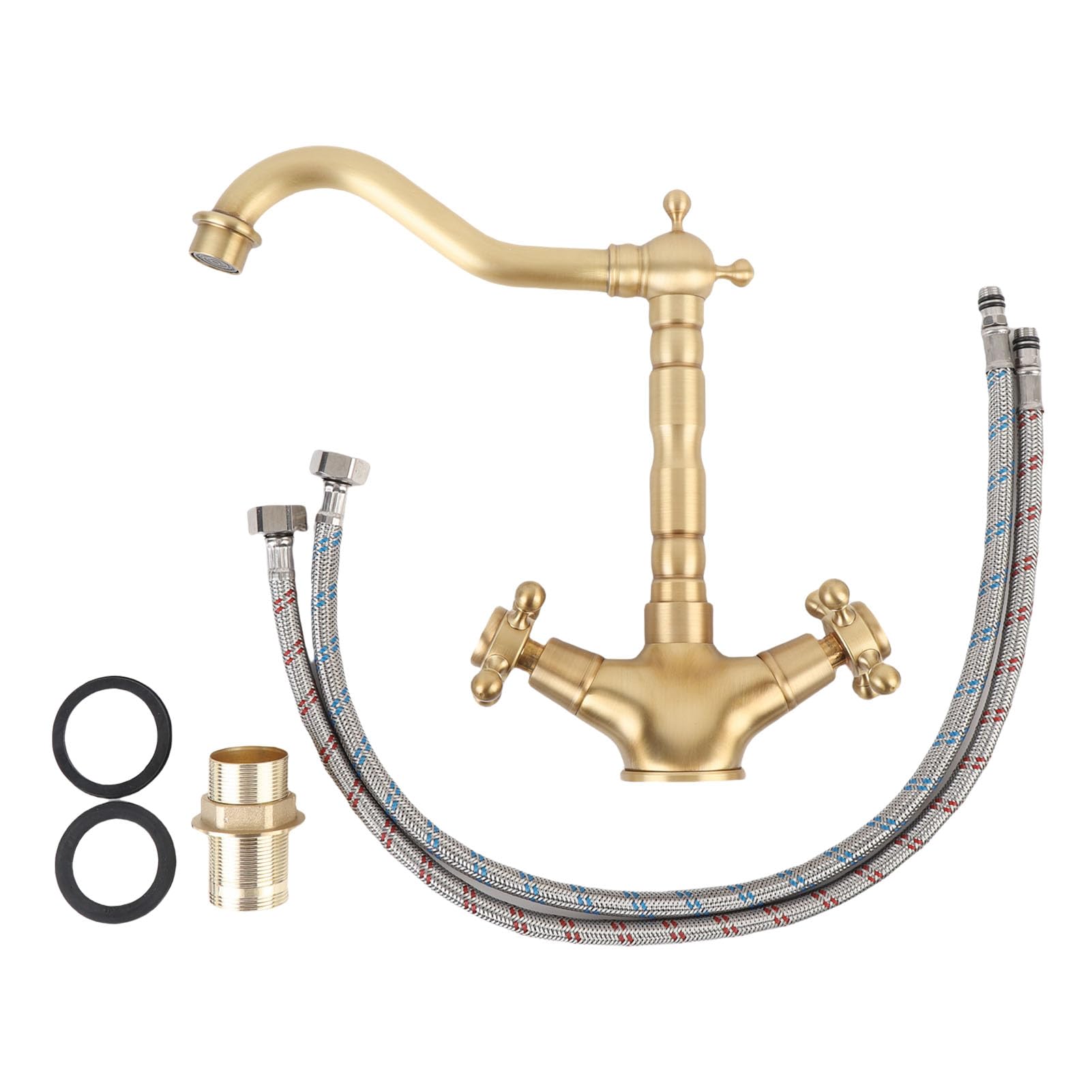 Grifo de Lavabo de Latón con Dos Manijas Giratorio